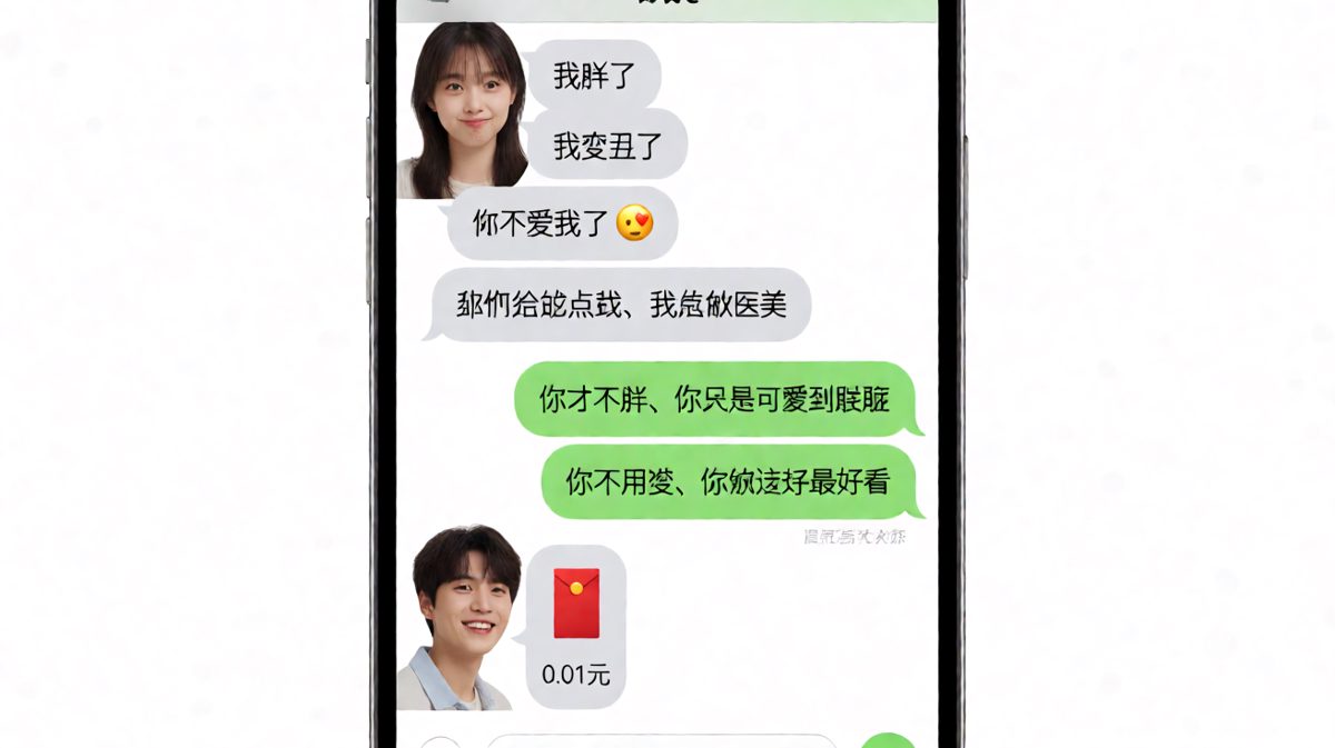 男友的敷衍情话配上0.01元红包堪称绝杀