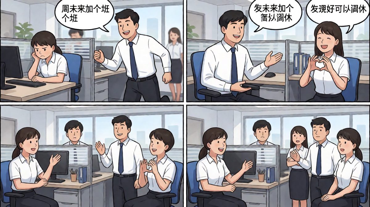 老板：'周末加班，表现好调休'，员工内心：'调休？早说啊老板！'