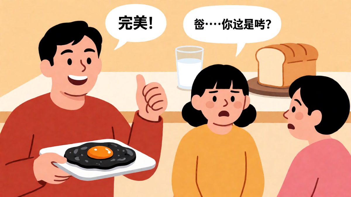 糊成炭也要端上桌，父亲大人永不认输
