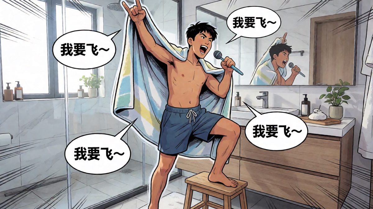 演出进入高潮，他完全放飞自我，以为世界只有他和音乐。
