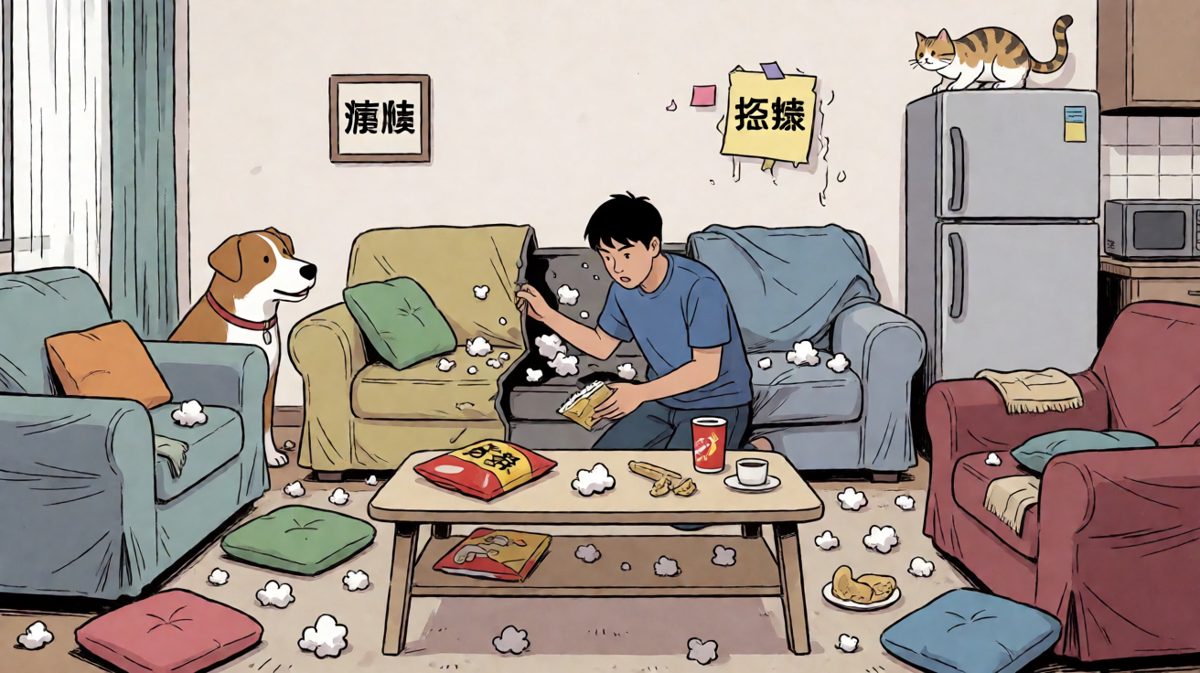 越找越离谱，客厅已经面目全非。