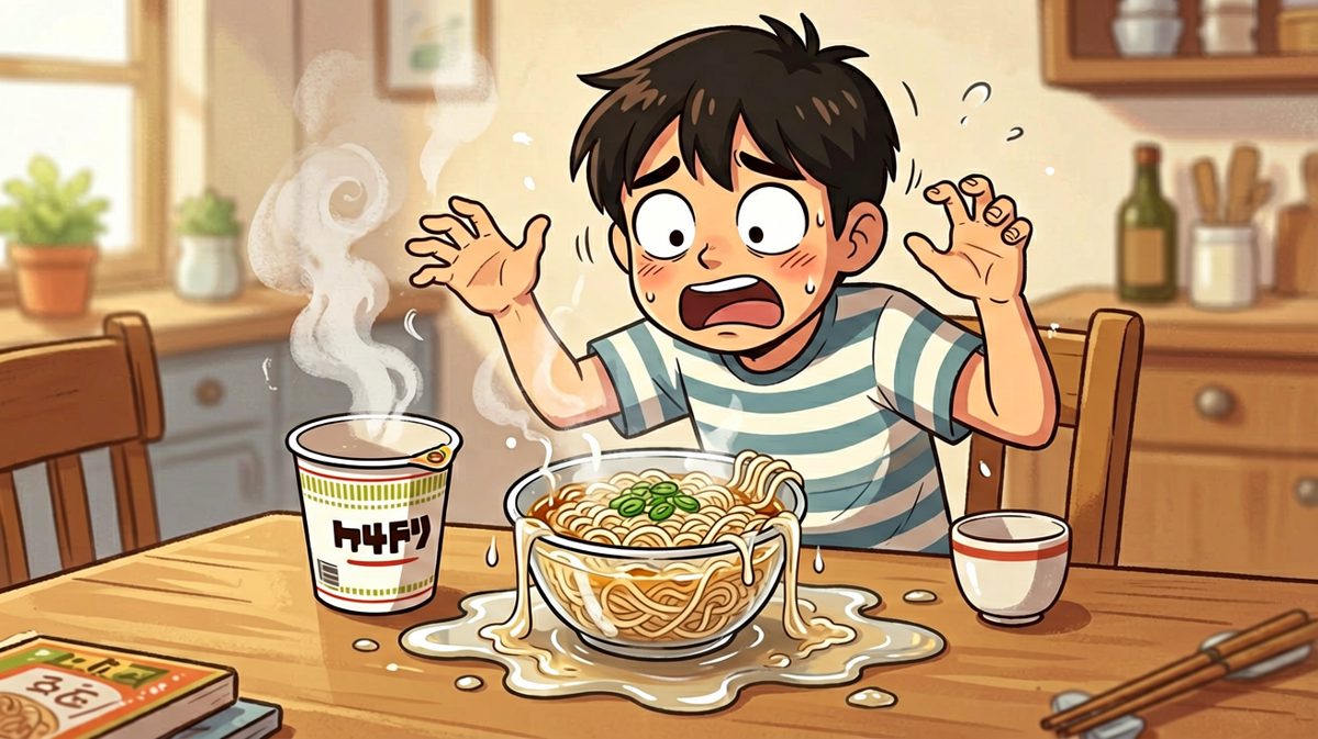 泡好刚端起，悲剧发生了——加太多热水溢出来了！