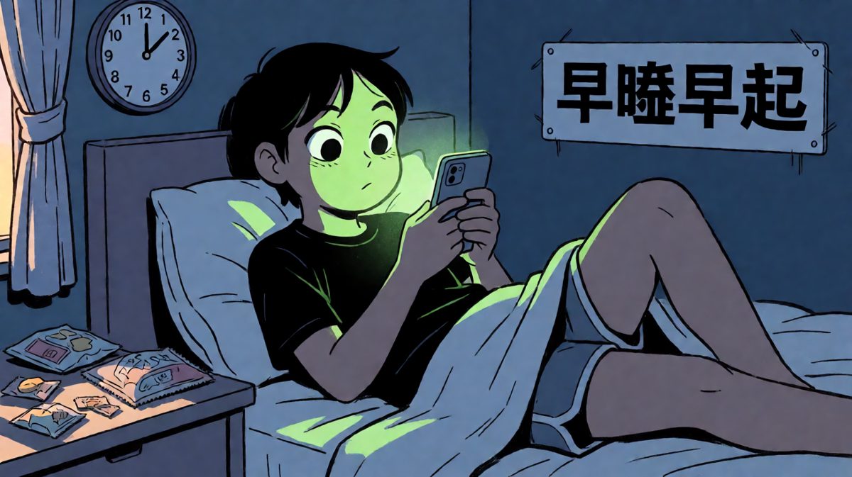 熬夜冠军深夜还在刷手机，发誓明天一定早睡