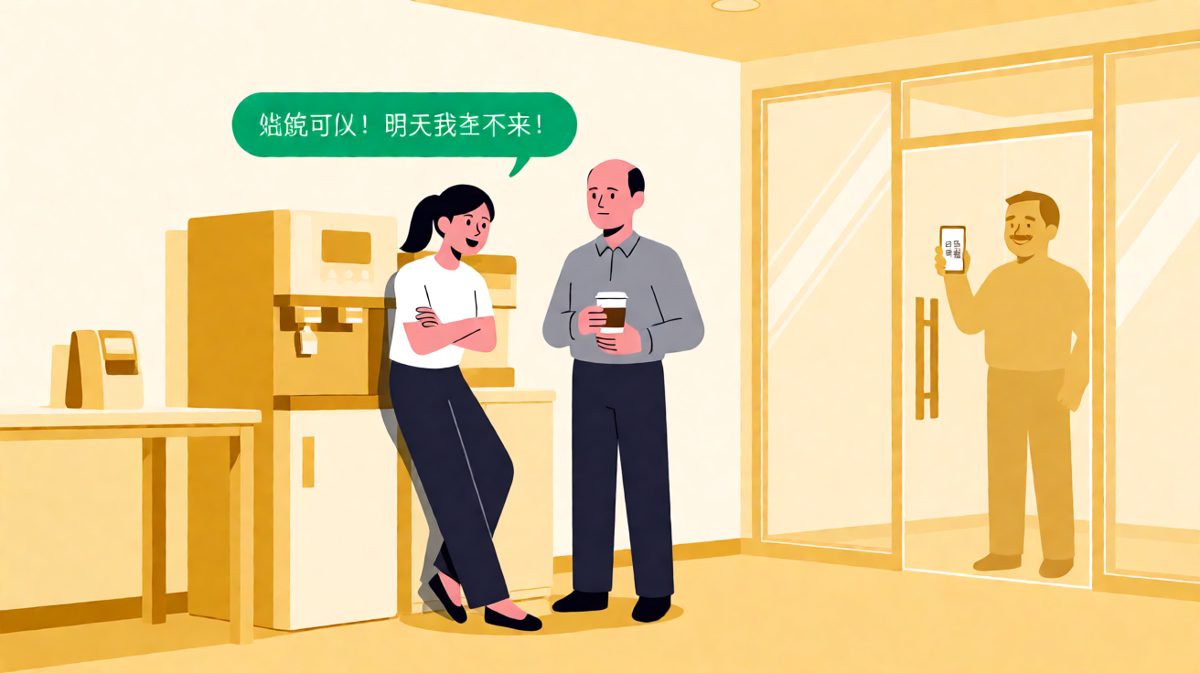 员工兴高采烈宣布请假成功，殊不知老板已经在手机上点了'离职确认'
