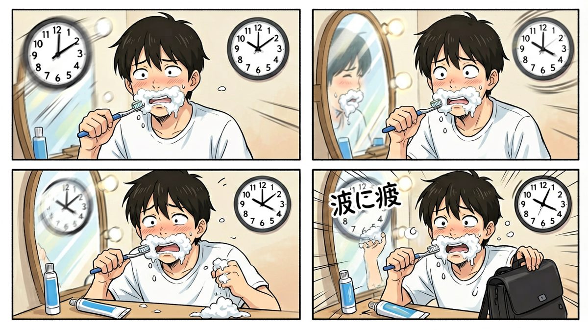 胡乱刷完牙，抓起包就冲出门