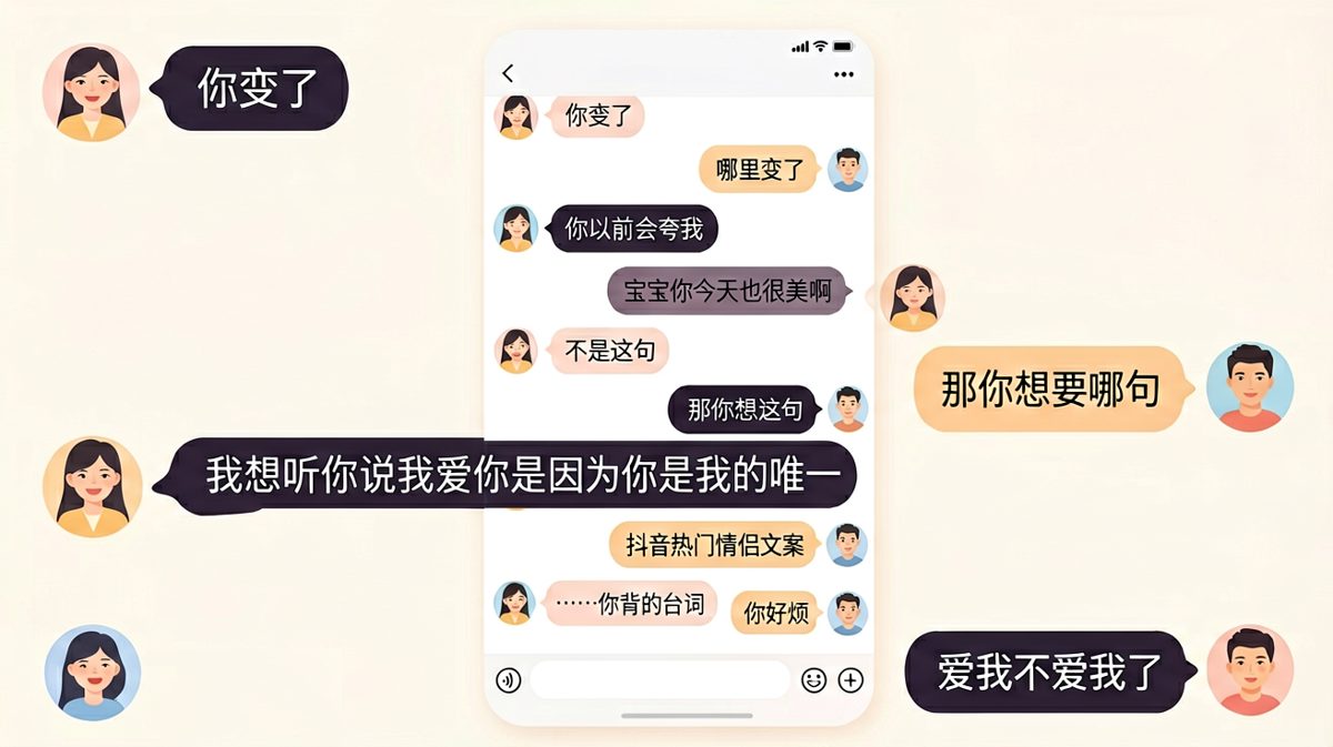 女生让男生用网图情话表白，男生识破后直接放弃治疗。