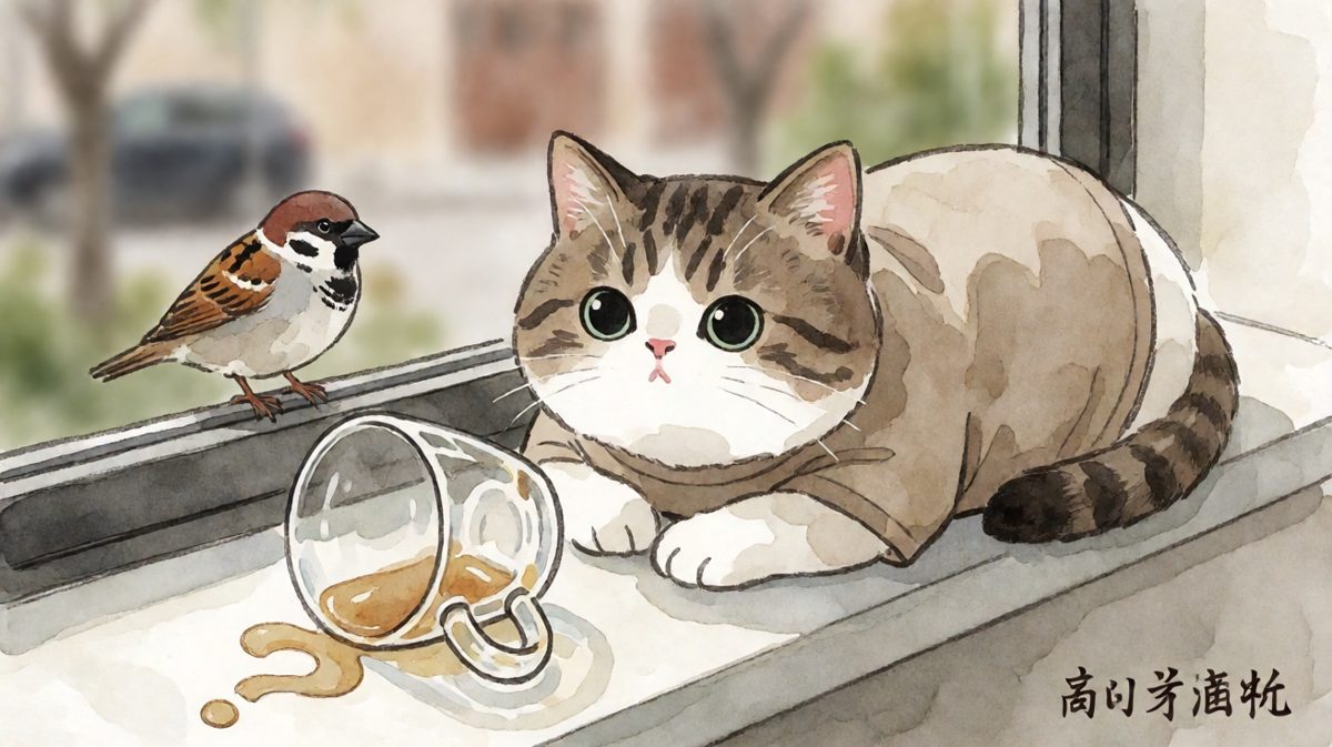 猫猫：刚才那只鸟先骚扰我的，杯子只是自卫