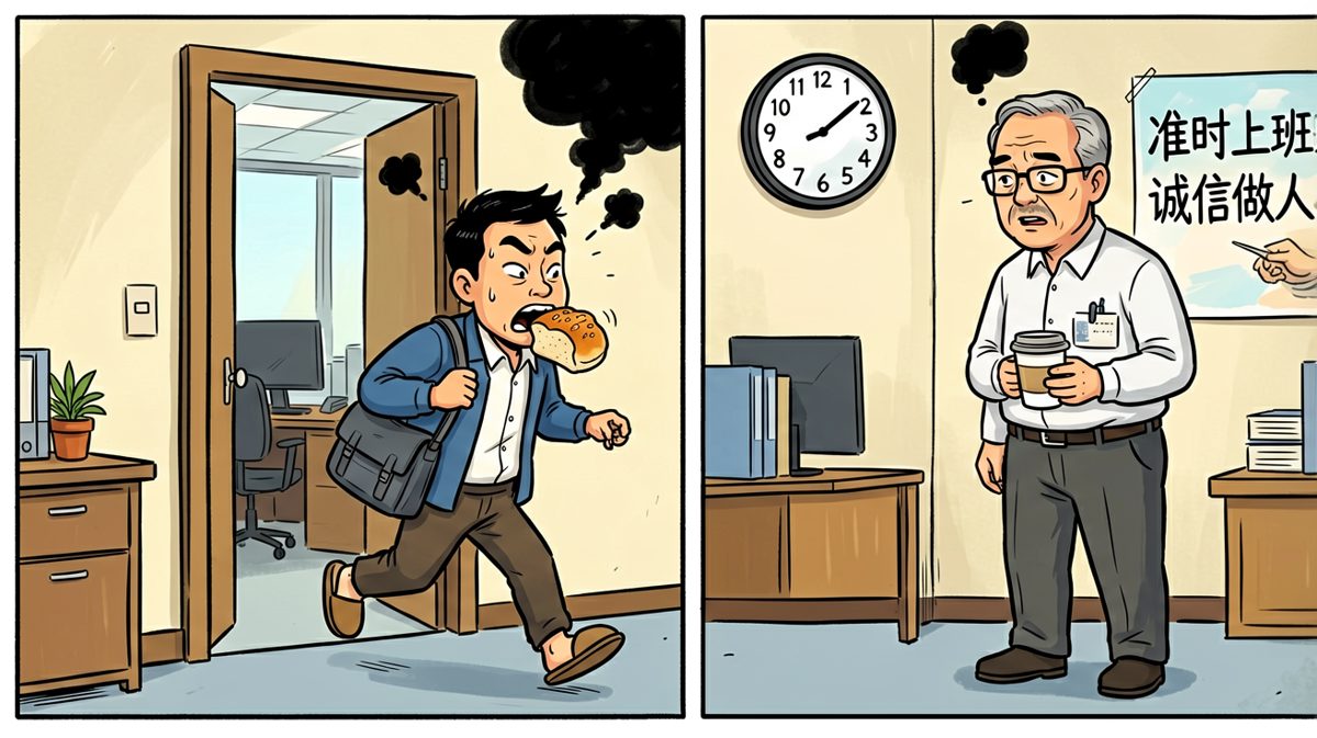 迟到还穿拖鞋，老板的表情说明了所有事