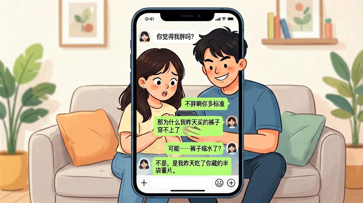 她问自己胖不胖，结果甩锅给了他的薯片
