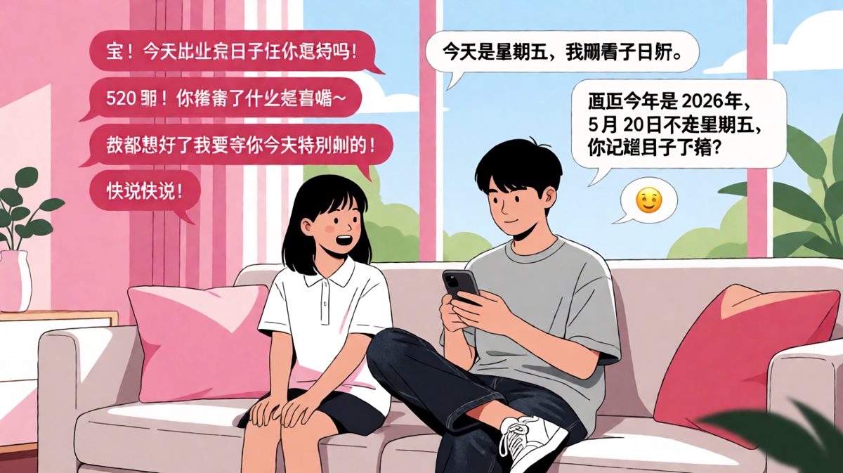 女生精心准备了520惊喜，男生却用日历把浪漫击得粉碎