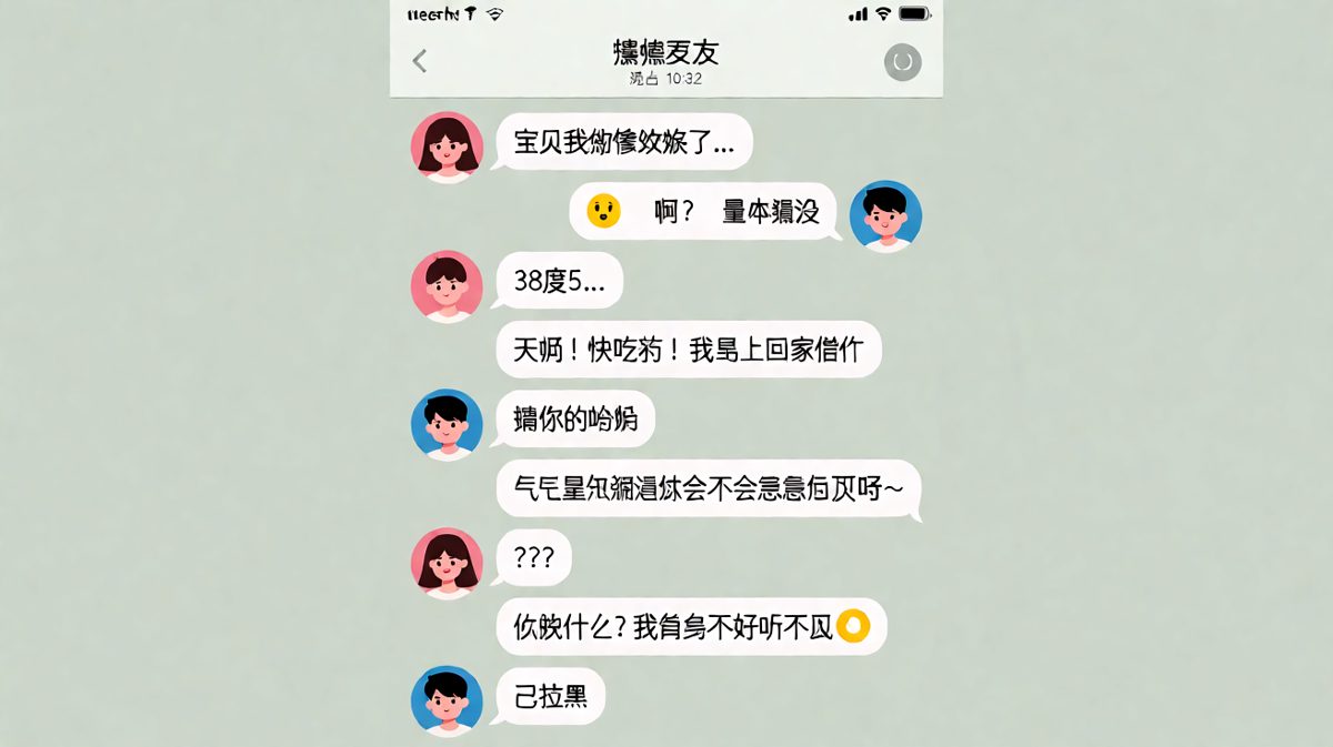 女生装生病测试男友，结果被一句'已拉黑'反杀。