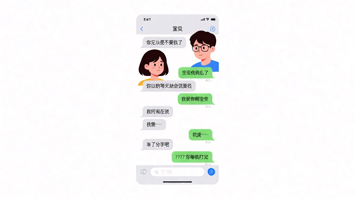 一个字还没打完，就已经分手了。