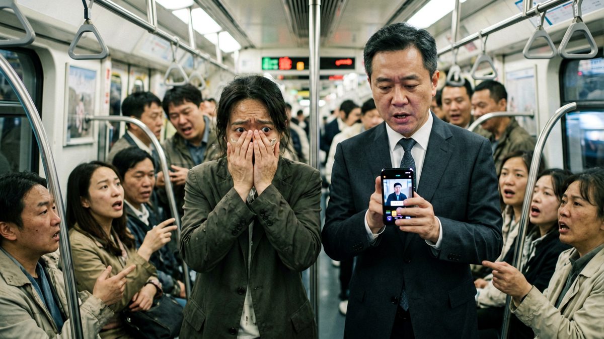 大爷嘴里含着手机，屏幕还亮着……