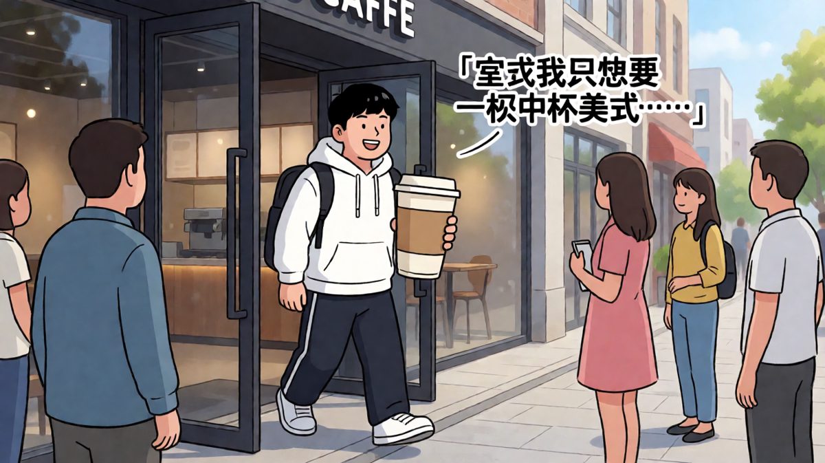 拿着一杯永远喝不完的大杯咖啡，默默离开
