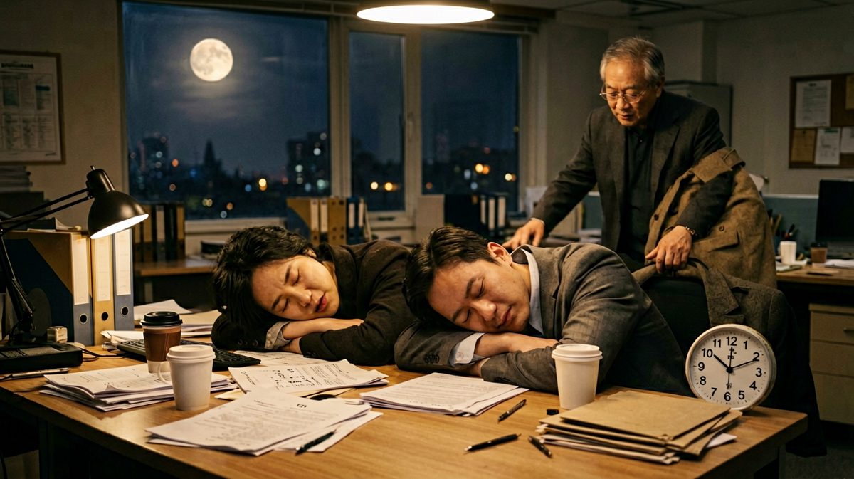 员工加班到睡着，老板贴心盖外套，反转：其实两人都在等对方先走
