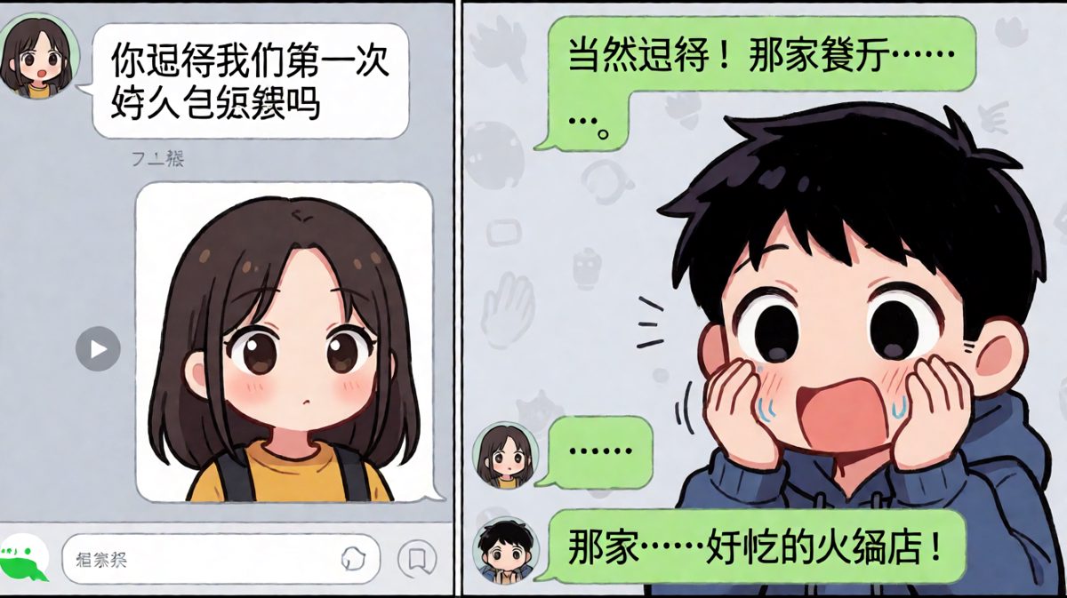 男友努力回忆第一次约会的尴尬时刻
