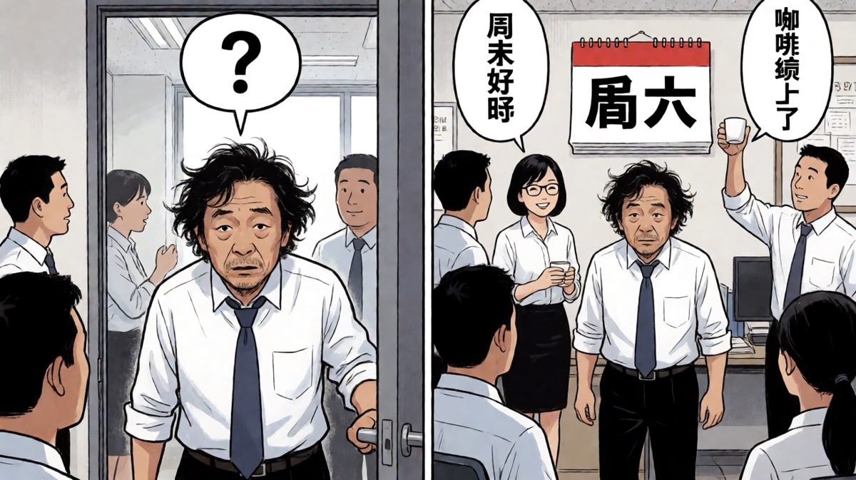 拼命赶到公司，却听到一句致命问候——'周末好'。
