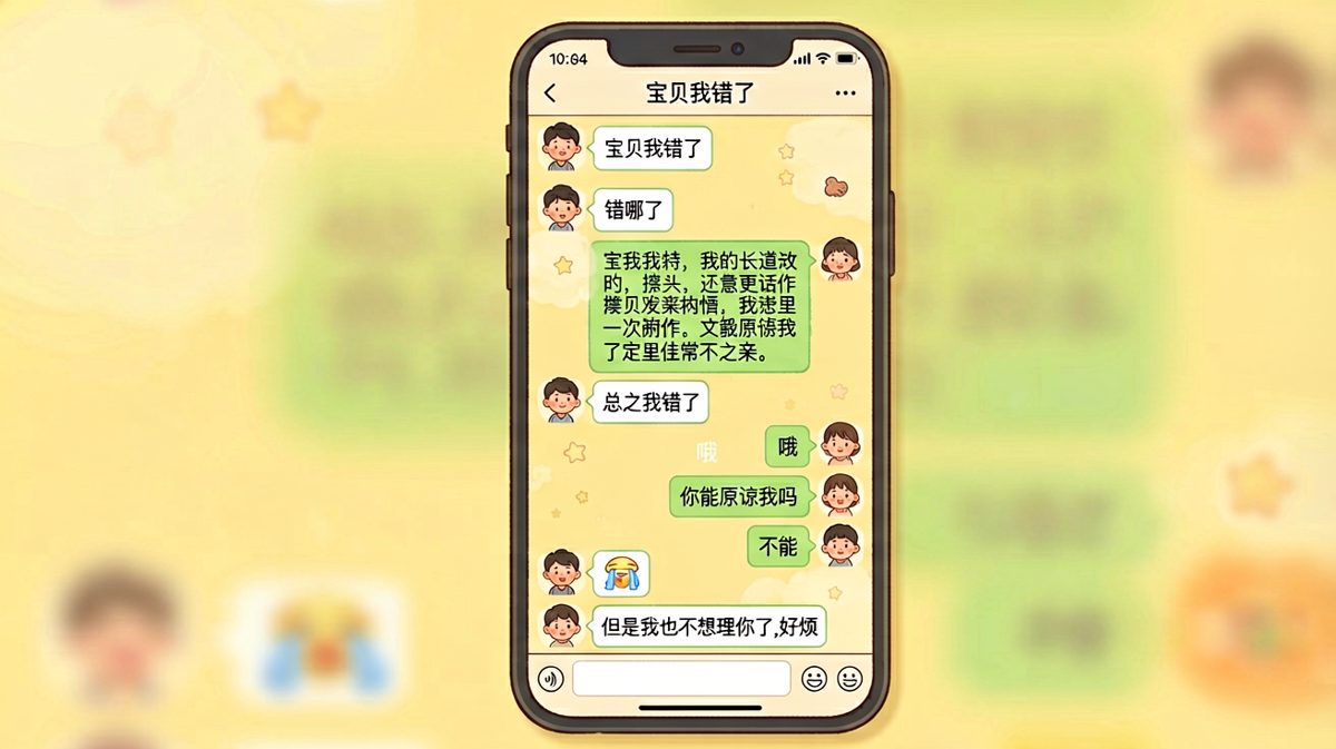 男生诚恳道歉，女生冷静拒绝，男生崩溃大哭，女生表示更烦了。