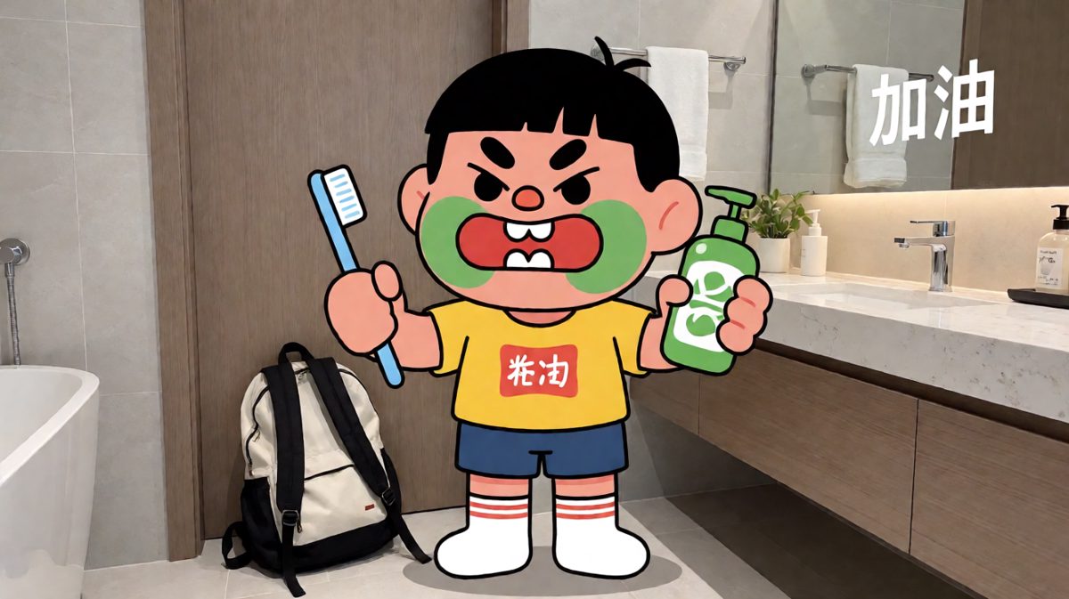 极限三分钟洗漱术。