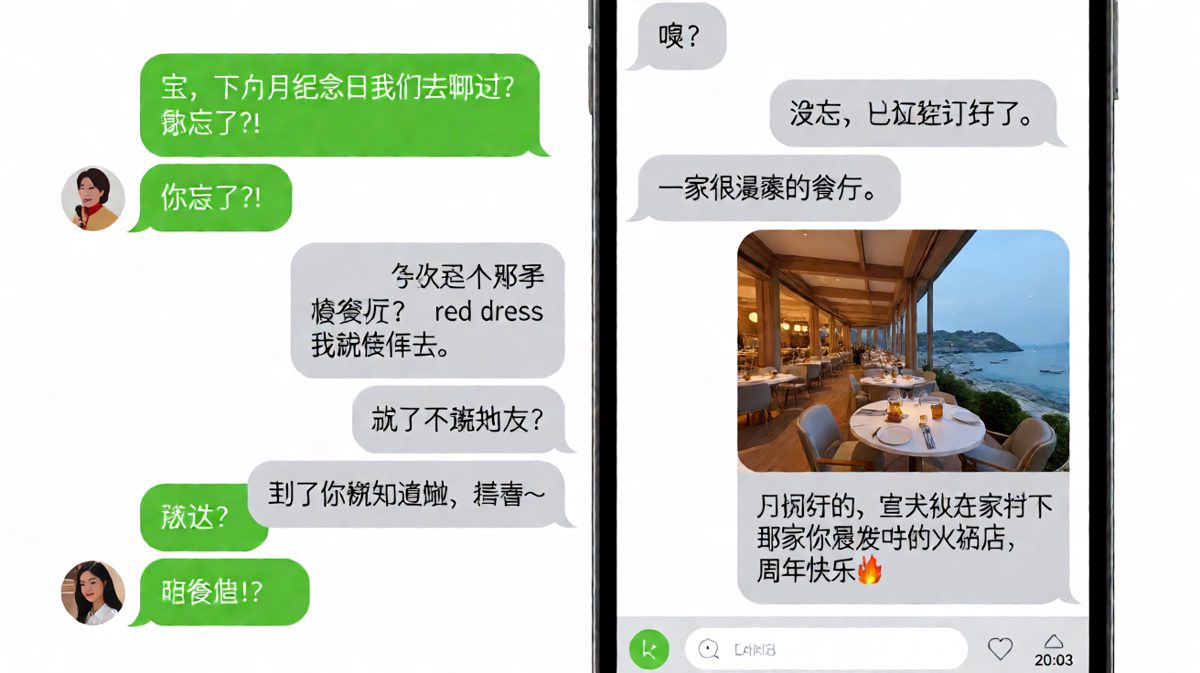 铺垫了一堆浪漫氛围，结果惊喜是楼下火锅店——直男的浪漫永远让人措手不及。