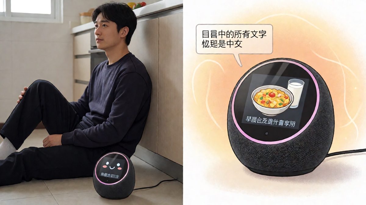 经历了种种混乱之后，音箱居然真的做出了一份能吃的早餐，主角的表情让人哭笑不得。