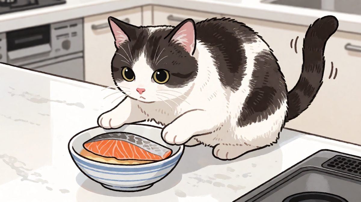 猫咪：我只是闻一下，绝对没有想吃……真的。