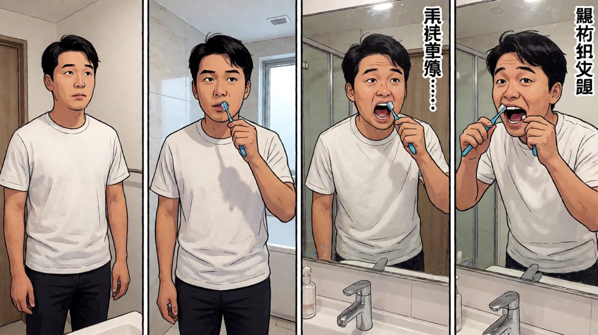 刷牙刷出了遗言的表情