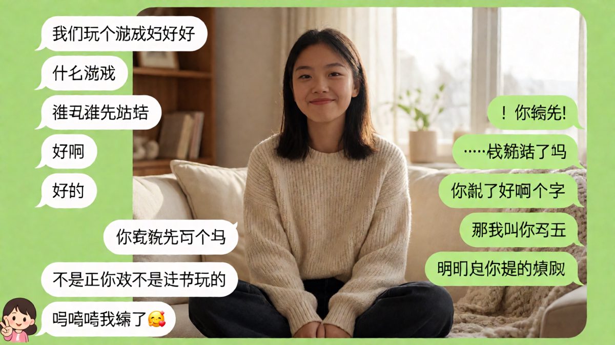 谁丑谁先说话的游戏，女生用逻辑闭环把男生逼到认输。
