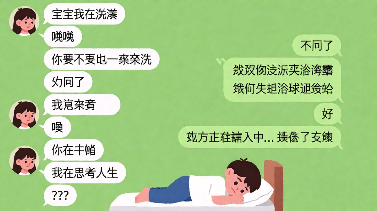 洗澡邀请从暧昧到递浴球再到思考人生，全程高能反转为摸鱼找借口。