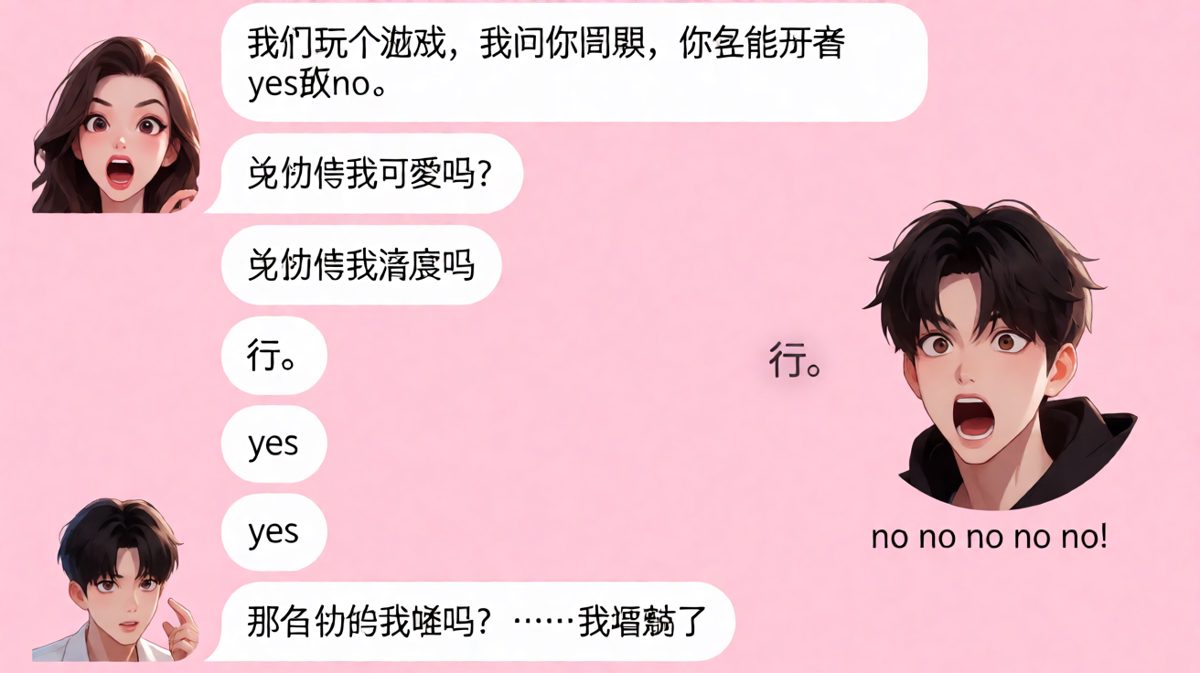 _yes_陷阱：夸完又问傻不傻，男生当场社死