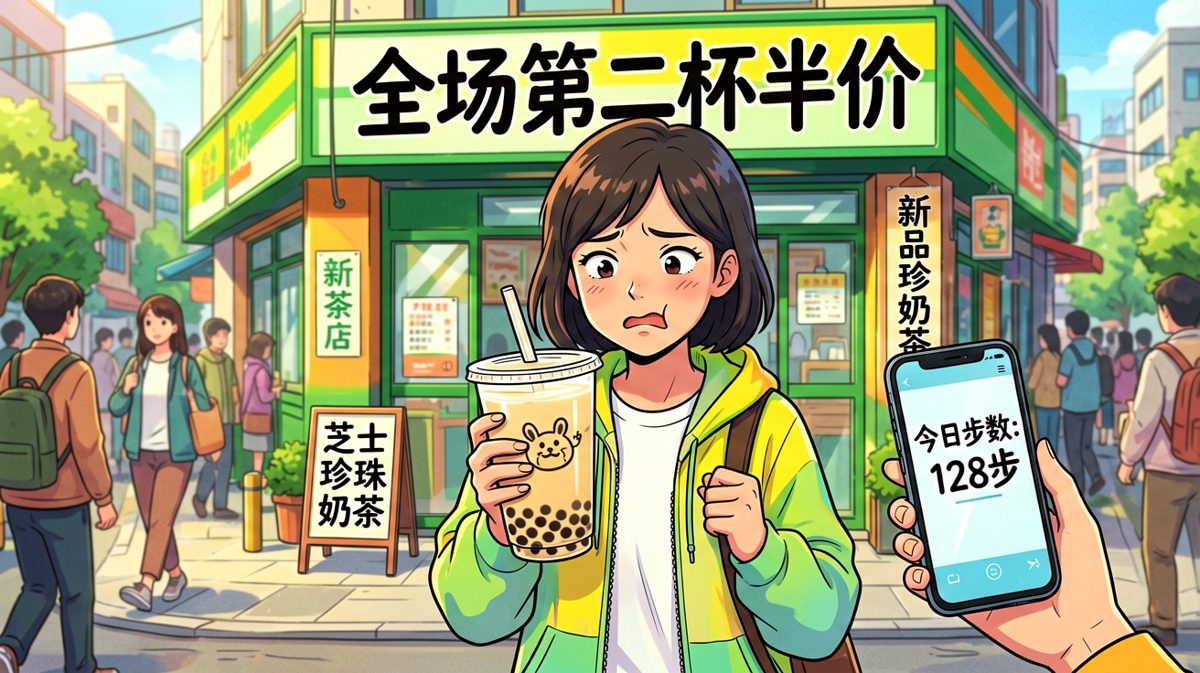 下班路过奶茶店，'奖励自己一杯'的念头战胜了所有坚持。