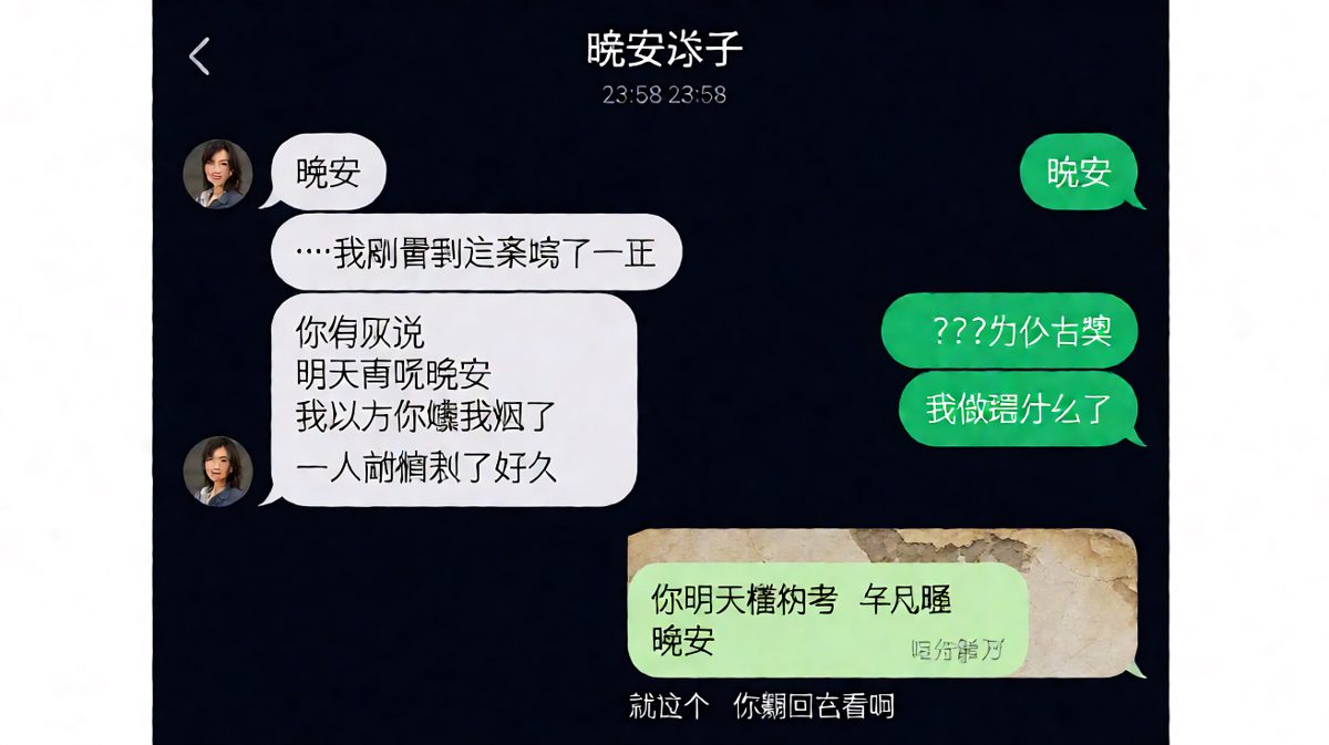 她哭着说'你嫌我烦了'，他翻记录才发现自己明明说的是'你明天考试早点睡'。