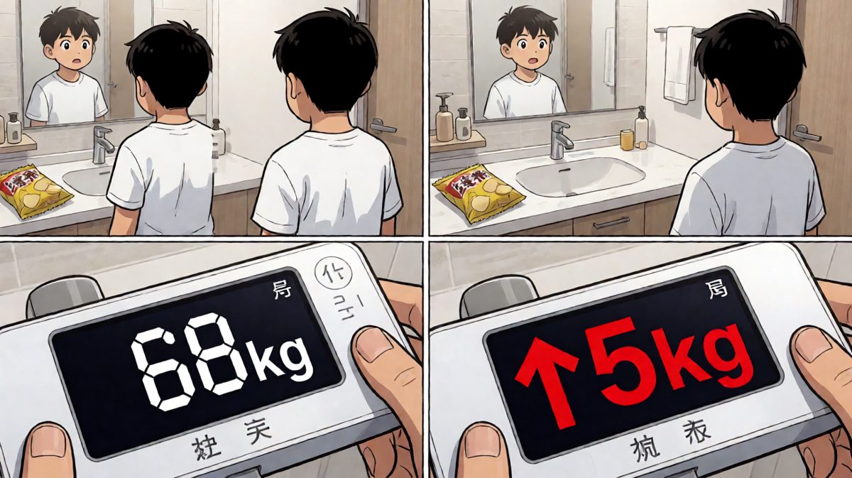 秤上的数字给了一切迎头痛击，减肥计划宣告破产。