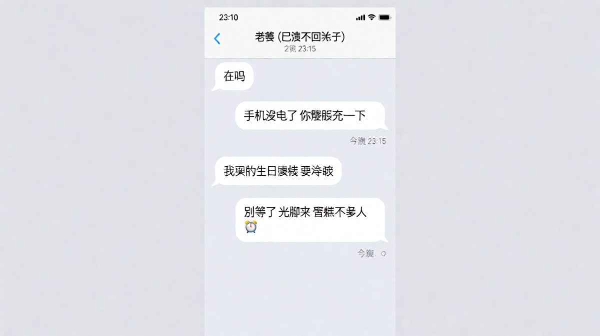 蛋糕在冰箱里倒计时，而他在纠结要不要穿裤子。