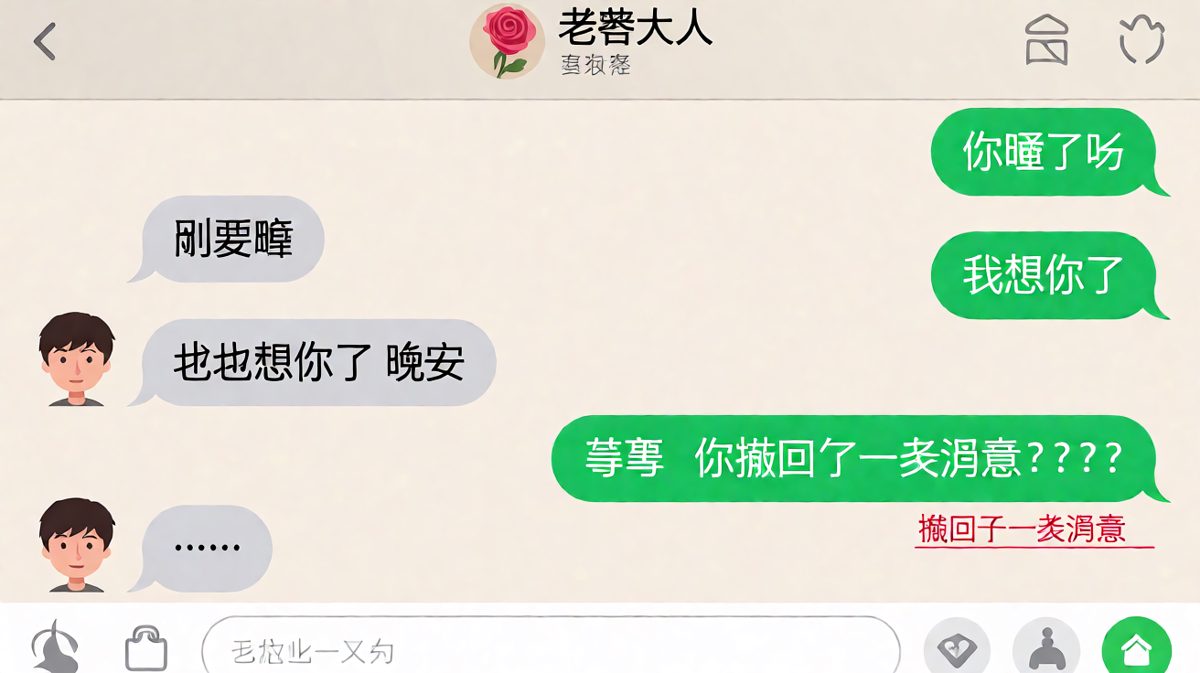深夜刚要说「我也想你」结果手滑撤回了，女朋友直接开启审讯模式