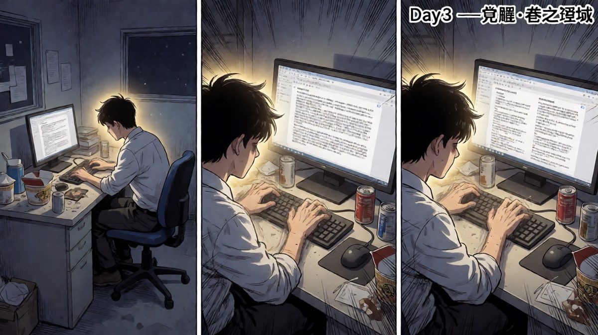 第三天深夜，他已不再是凡人——他在用命写PPT。