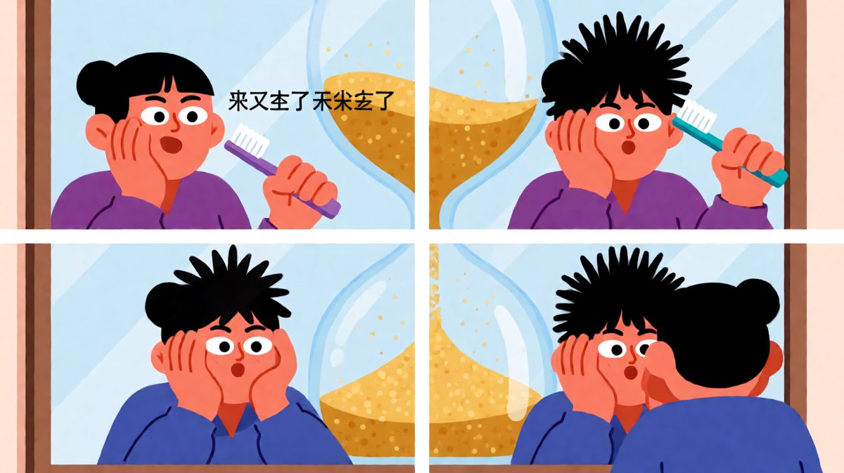 时间就是金钱，刷牙必须像闪电一样快。