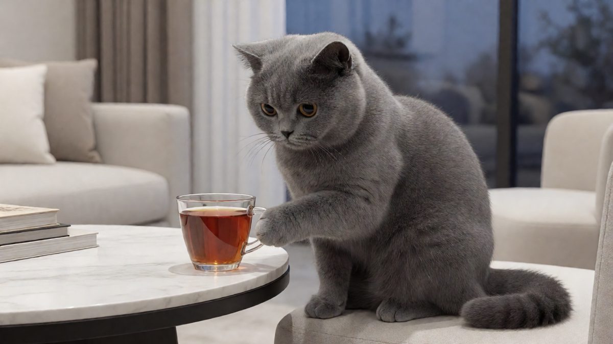 蓝猫：这杯子挡我视线了，移开一下