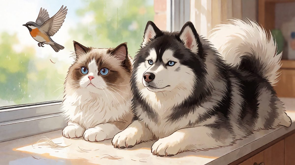 猫和狗：今天的目标是那只麻雀，行动！