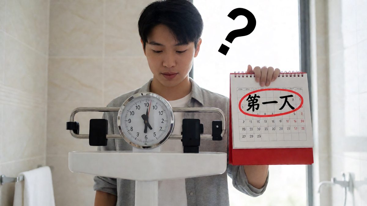 第四格：体重为零变化，陷入沉思