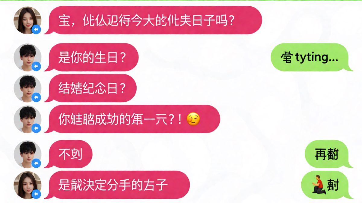 纪念日测试翻车现场，男友的求生欲再次下线。