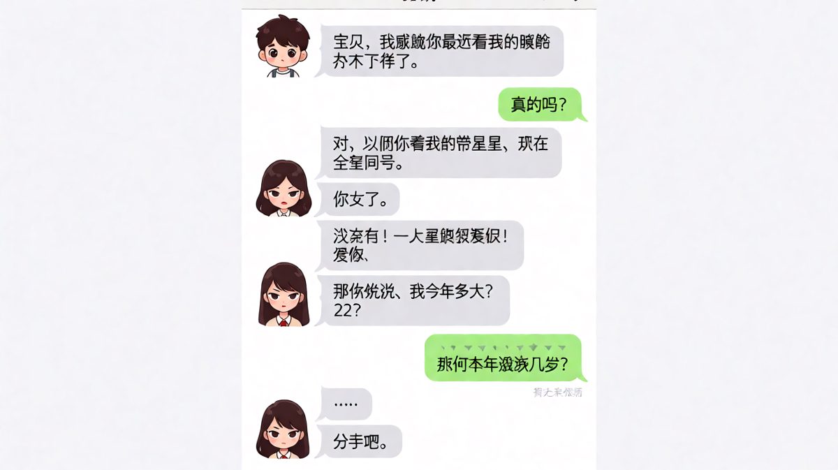 "你变了"是温柔陷阱，答不对就是送命题，年龄这题谁都会错。