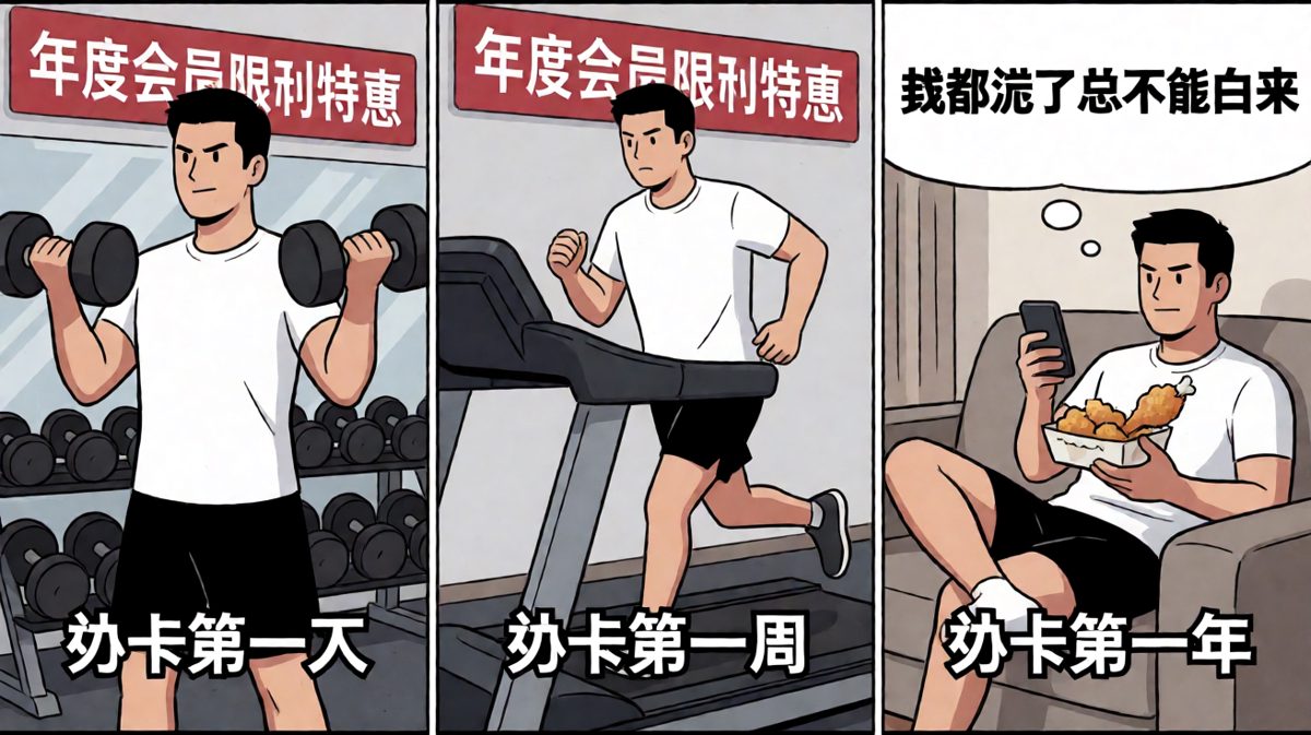 健身卡最大的运动量，就是把它从钱包里取出来。