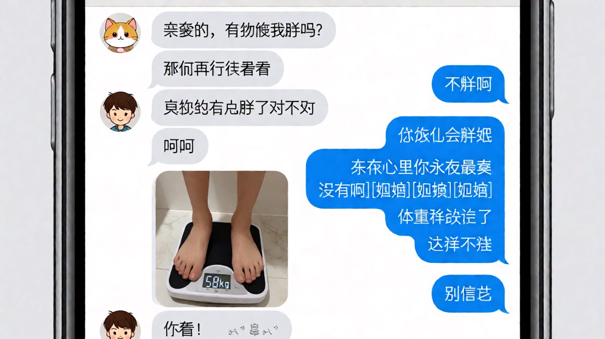 送命题'我胖吗'的经典交锋，男友的求生欲让人笑出声