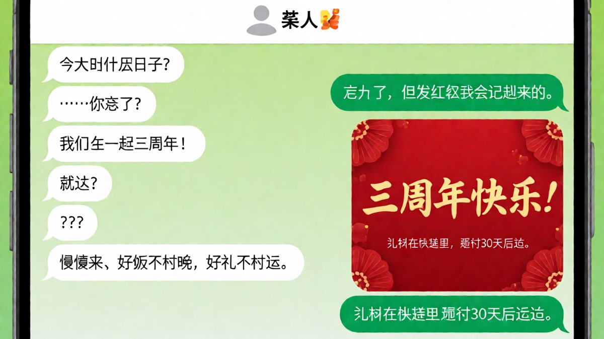 三周年礼物是快递延迟，男朋友的时间管理绝了