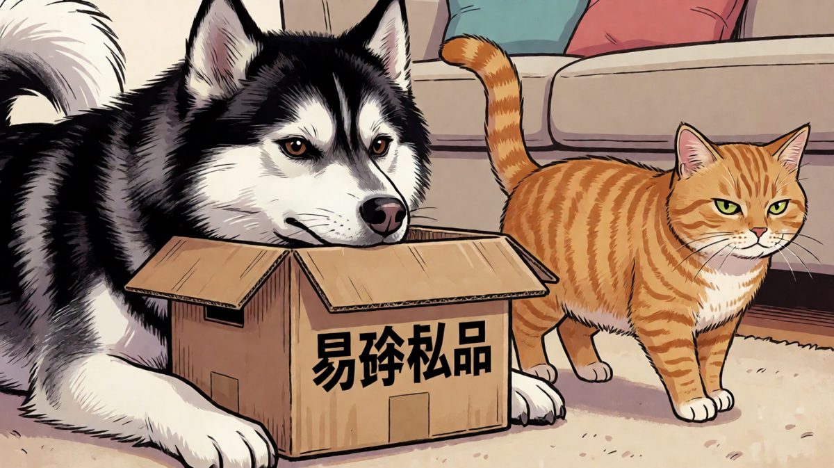 哈士奇：只要我够努力，纸箱就能装下我！
