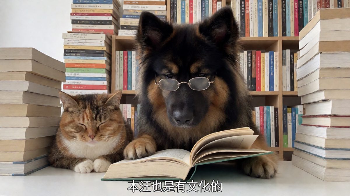 狗狗装文化人，猫咪不屑一顾