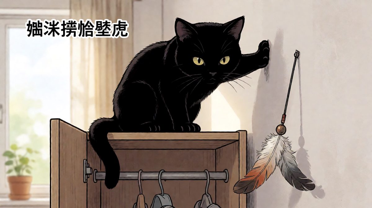 壁虎型猫咪上线，这墙我趴定了