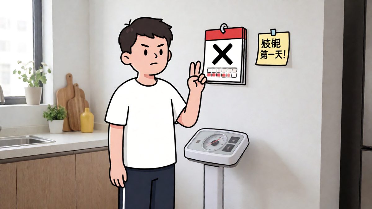 早上信心满满立下减肥flag。