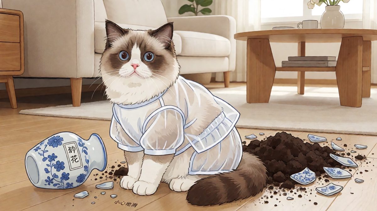 猫：花瓶先动的手，我只是正当防卫。
